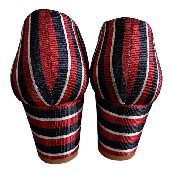 Talbots Kelsey Block Heel Pumps Shoes Textile Striped Women's 6 - Picture 7 of 8